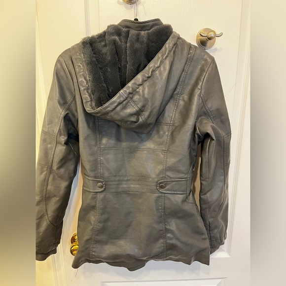 Faux leather jacket - Grey - Picture 2 of 2